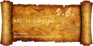 Váli Cirilla névjegykártya